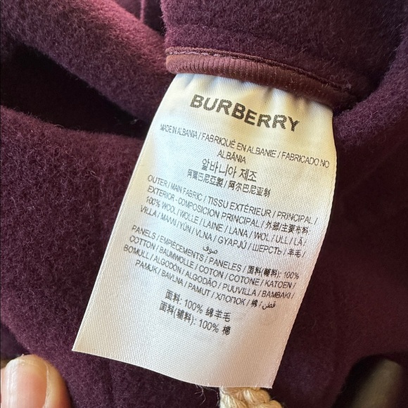 Burberry, Belfield Women’s Wine Red Merino Wool Hooded Overcoat, US 8 - Picture 12 of 12